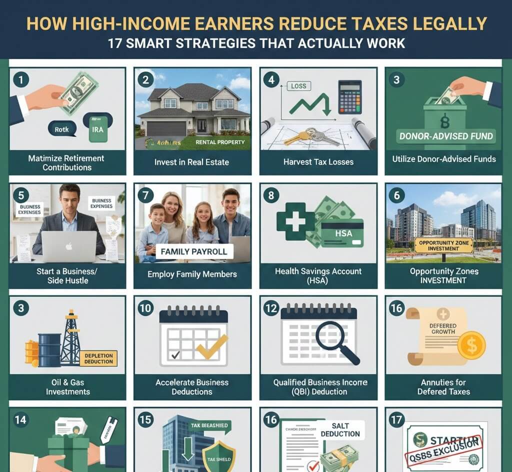 How High-Income Earners Reduce Taxes Legally: 17 Smart Strategies That Actually Work